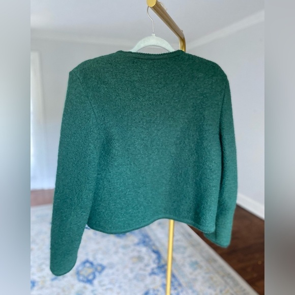 100% Wool Lands End Cardigan Blazer Scandi Structured Dark Academia Winter Fall - Picture 3 of 9